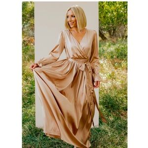 Baltic Born Holly Satin Maxi Dress in Champagne NWT
